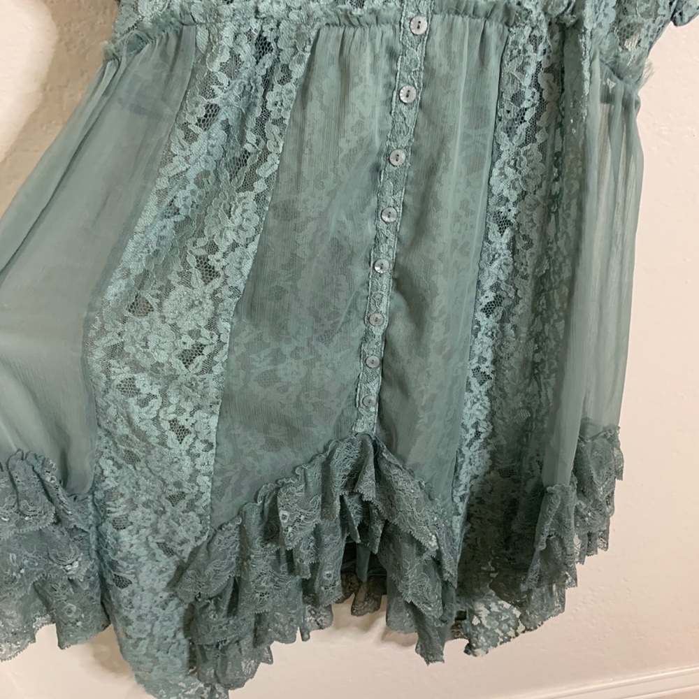 SOLD - Free People Boho Lace Tier Ruffle Dress - Picture 3 of 10